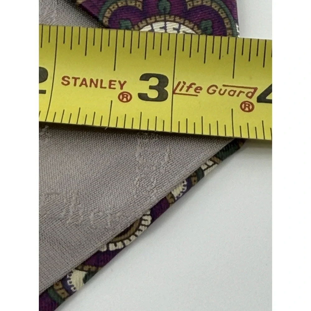 Christian Dior Monsieur Mens Tie Diamond Italian Silk Purple Green Vtg USA